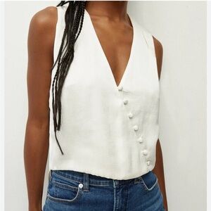 Veronica Beard Rahi Button Detail Satin Tank Top Size Small